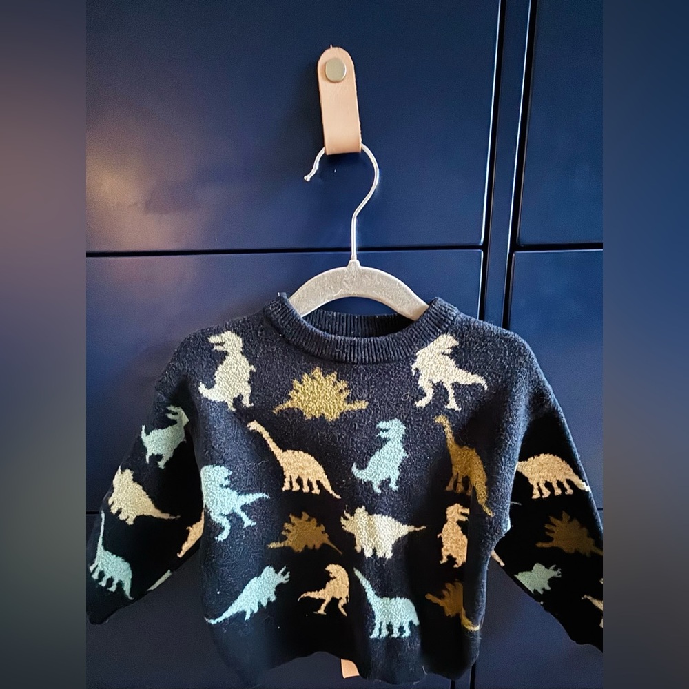 Zara Kids Dinosaur Sweater - Black and Cream